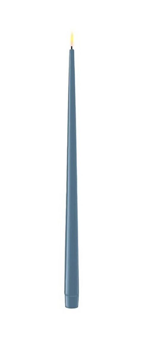 15" Ice Blue LED Shiny Taper Candle, Set of 2