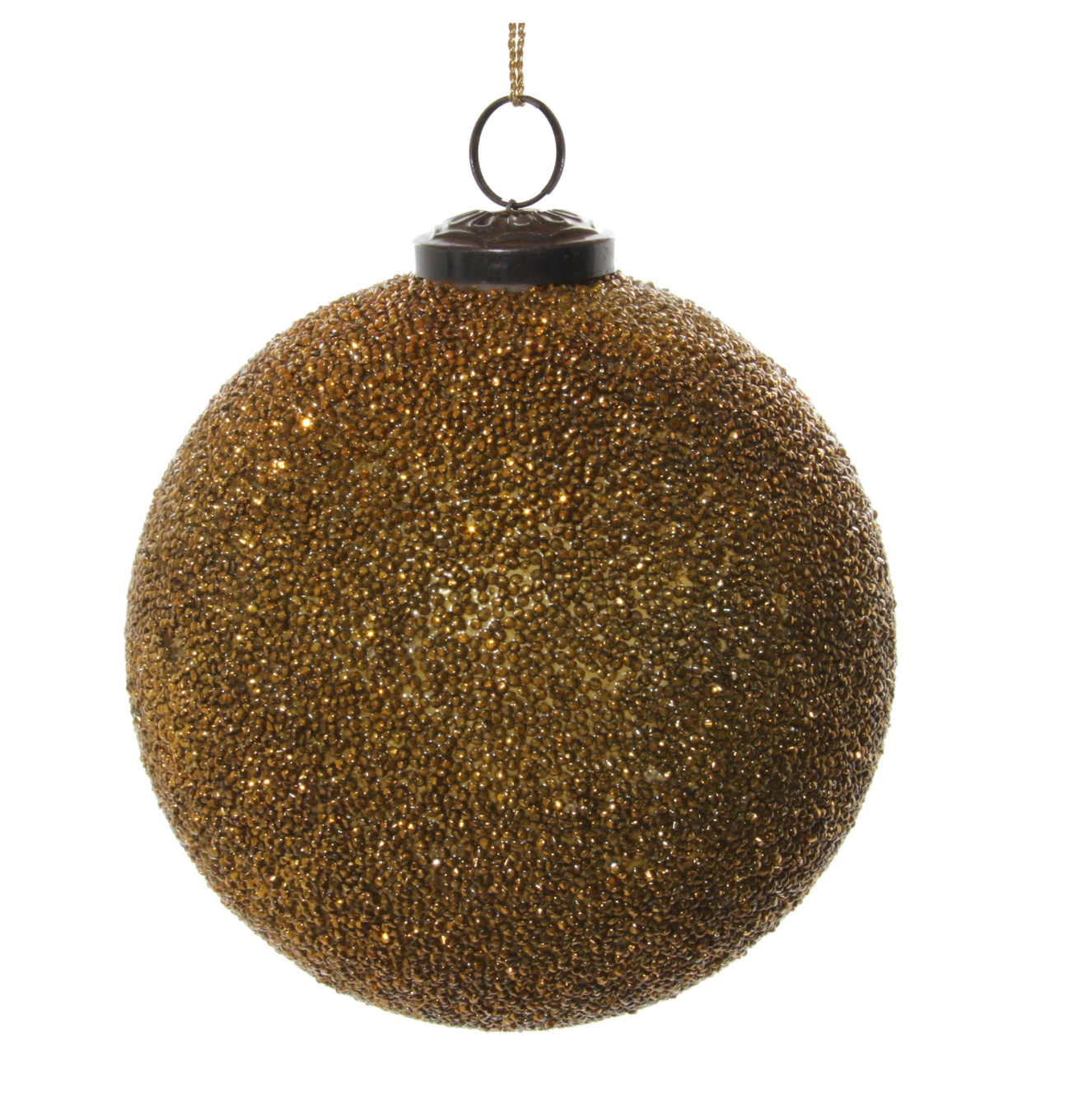 4.5" Gold Beaded Glass Ornament