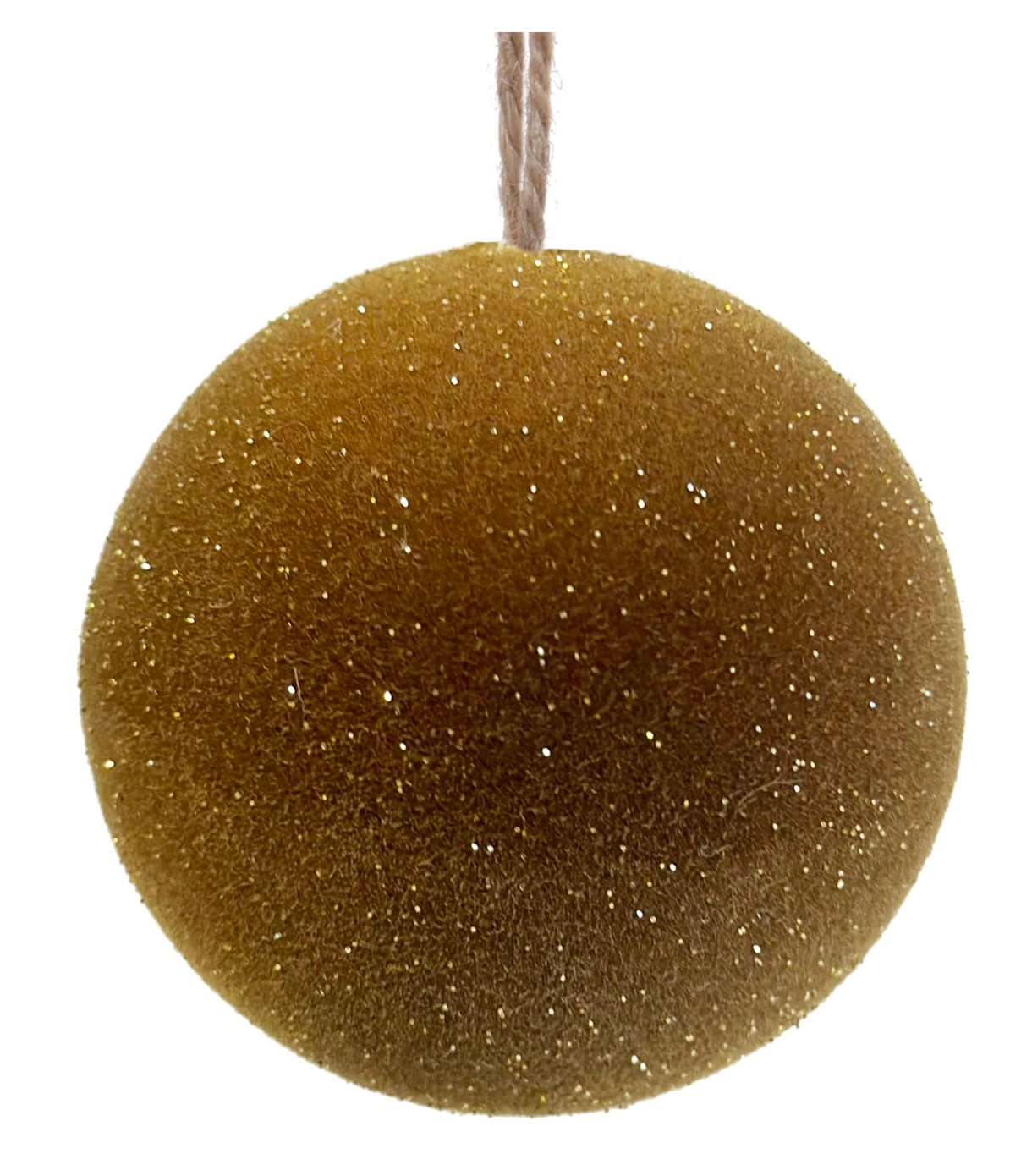 2" Wooden Ornament- Olive Velvet Gold Glitter