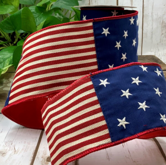 4" x 5yds canvas, stars & stripes, red-white-blue