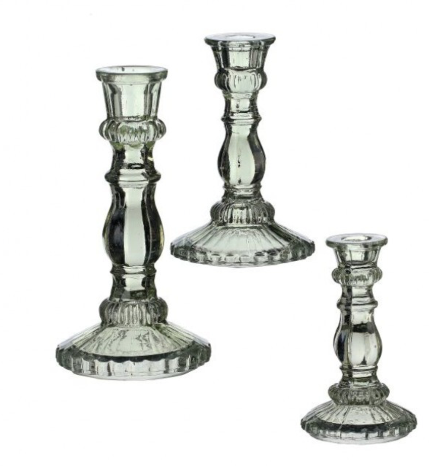 6-9" Vintage Hobnail Glass Candle Holder- Mint Green