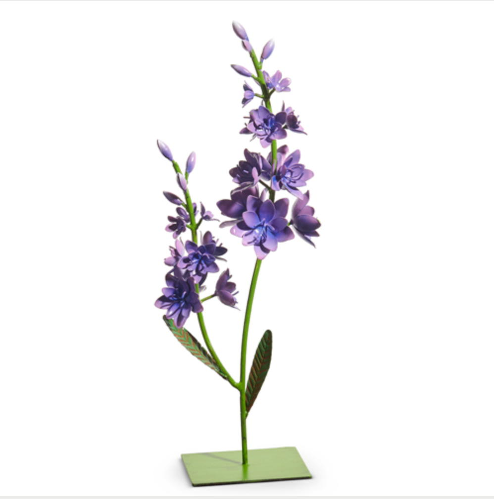 15" Purple Delphinium Metal Flower