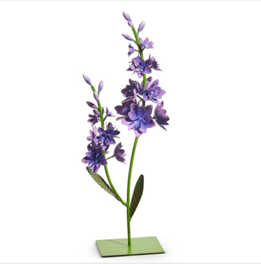 15" Purple Delphinium Metal Flower