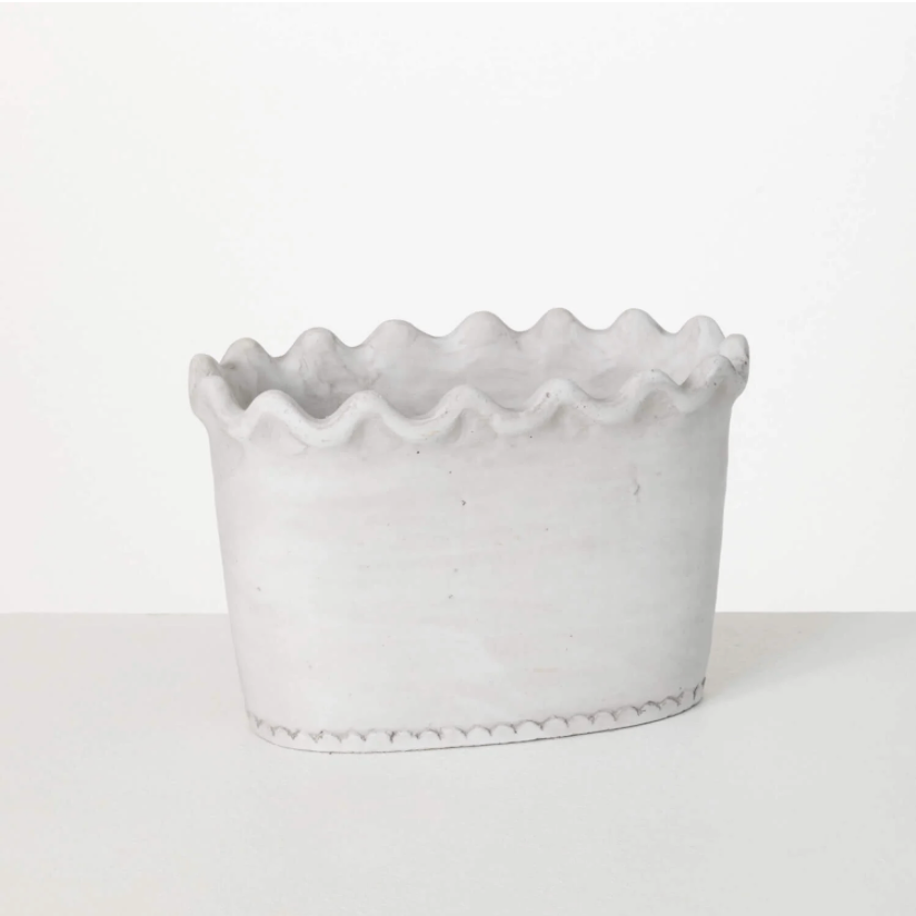 9.5" Scalloped Edge Dish Garden Pot
