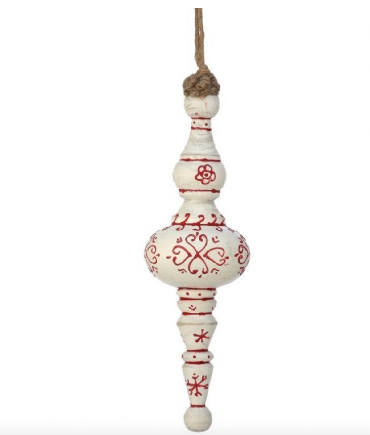 8" HANDPAINTED WOOD SNOWFLAKE FINIAL