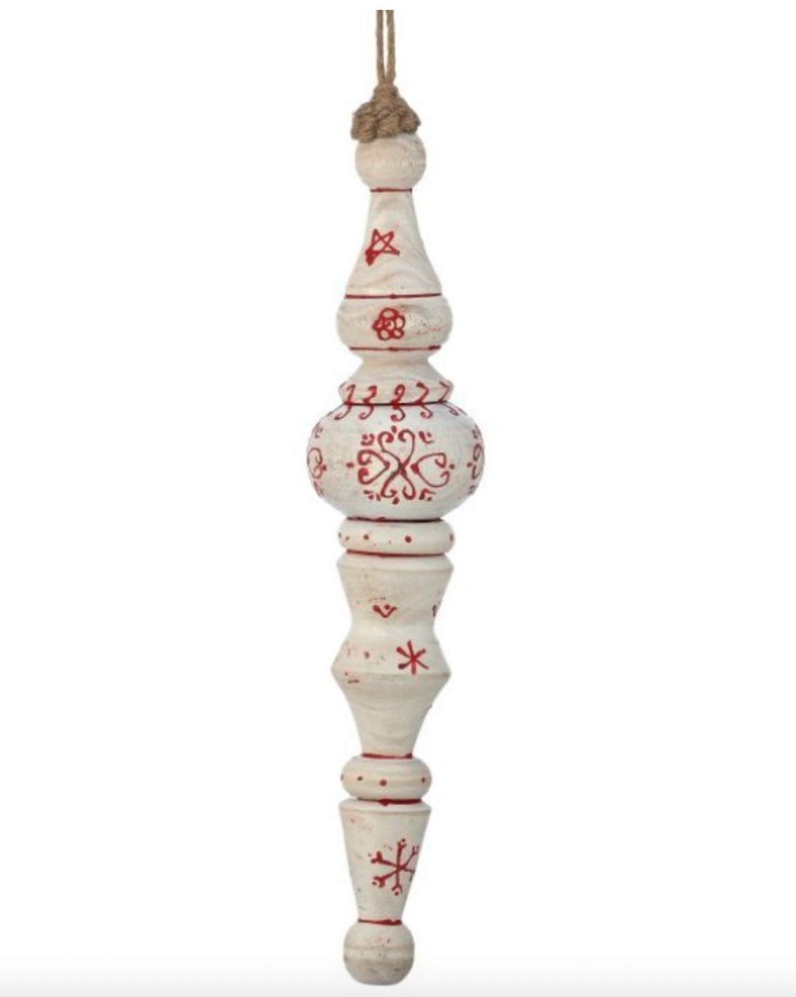 12" HANDPAINTED WOOD SNOWFLAKE FINIAL