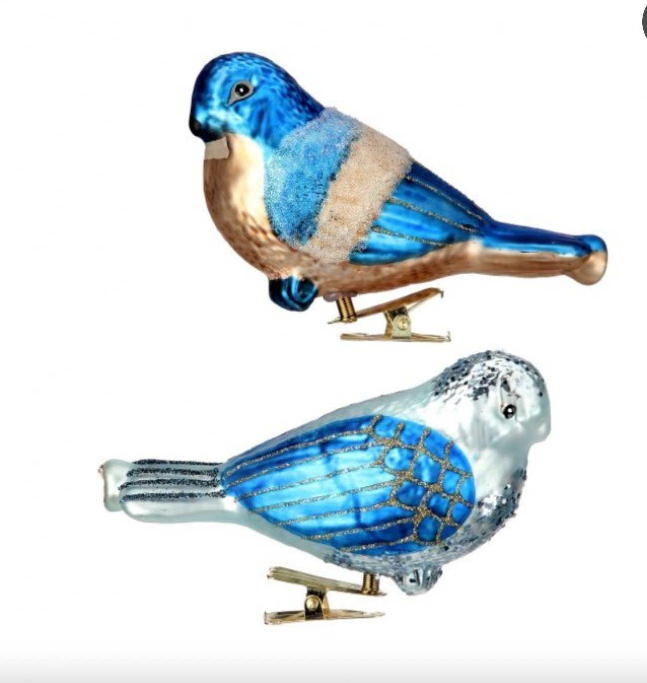 4” Glass Royal Bird Clip Ornament