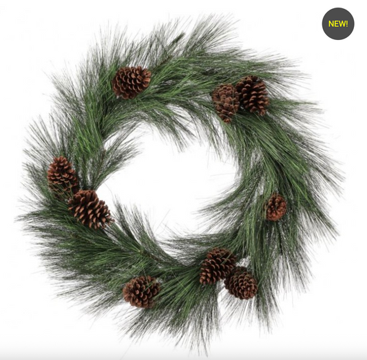 38" HORSETAIL PINE WREATH W/CONE