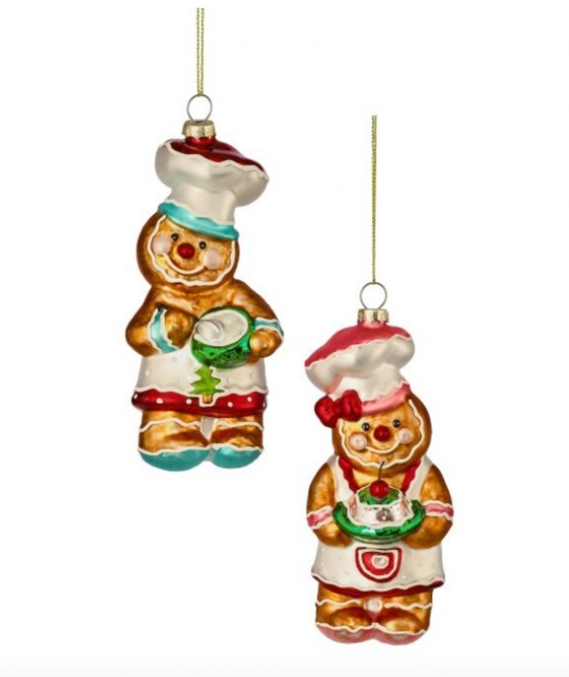 6" GLS SUGAR/SPICE GBREAD BKR ORNAMENT 2/AST