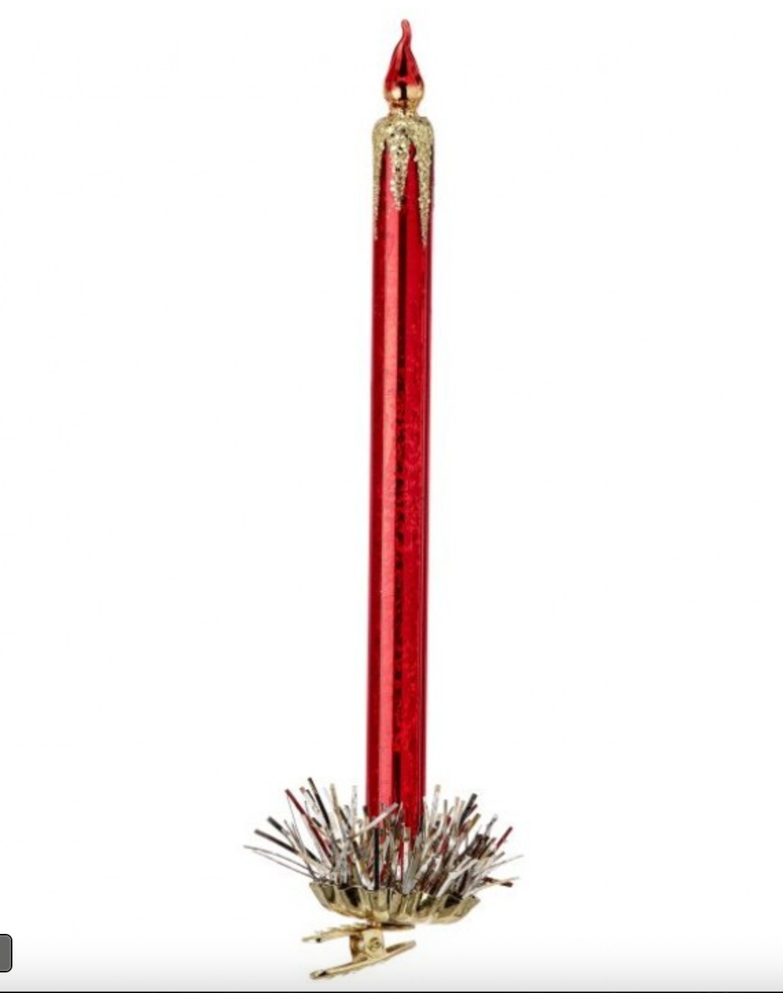 10" GLASS CANDLE ORNAMENT W/CLIP