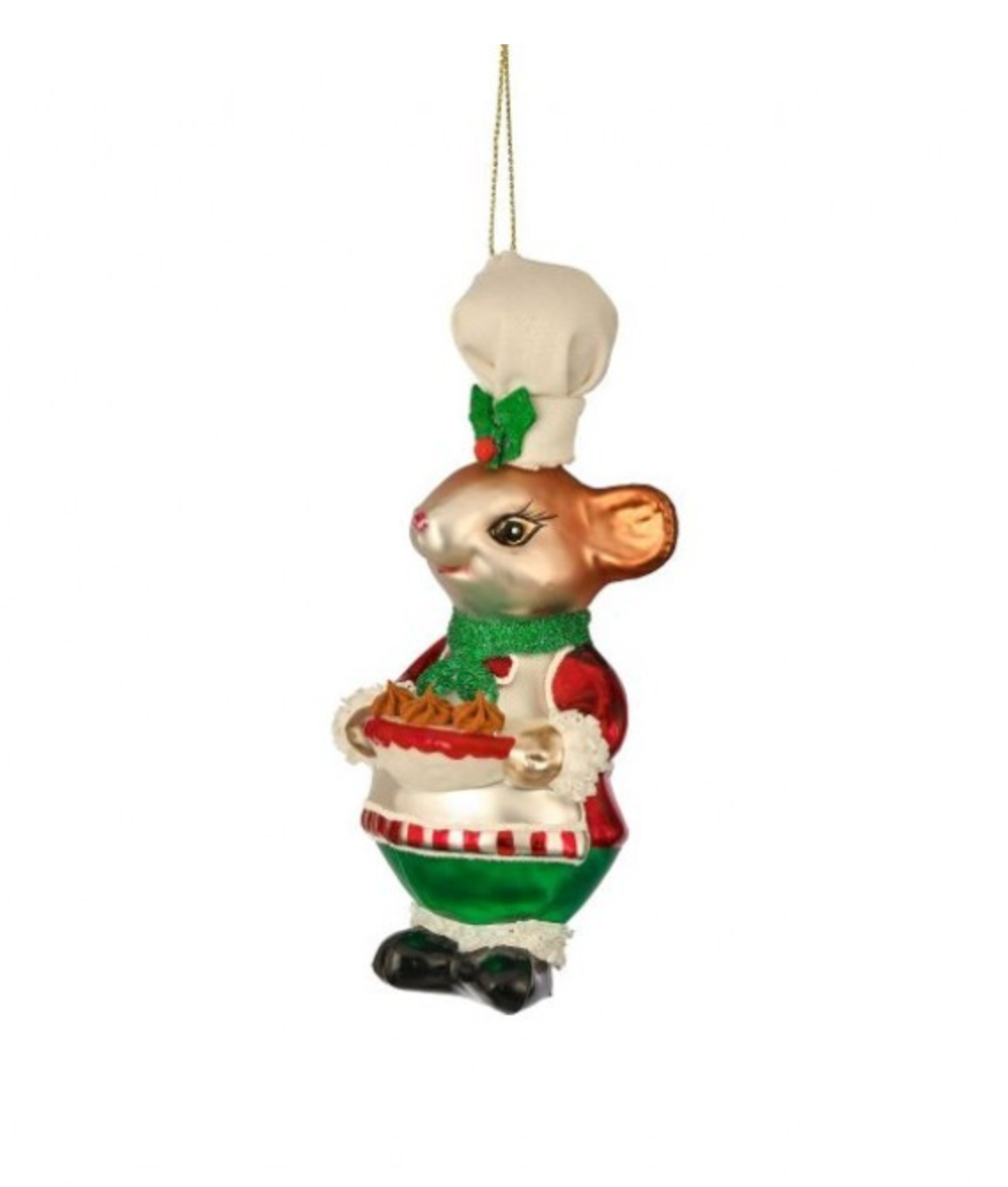 5.5" GLS MOUSE W/CAKE ORNAMENT