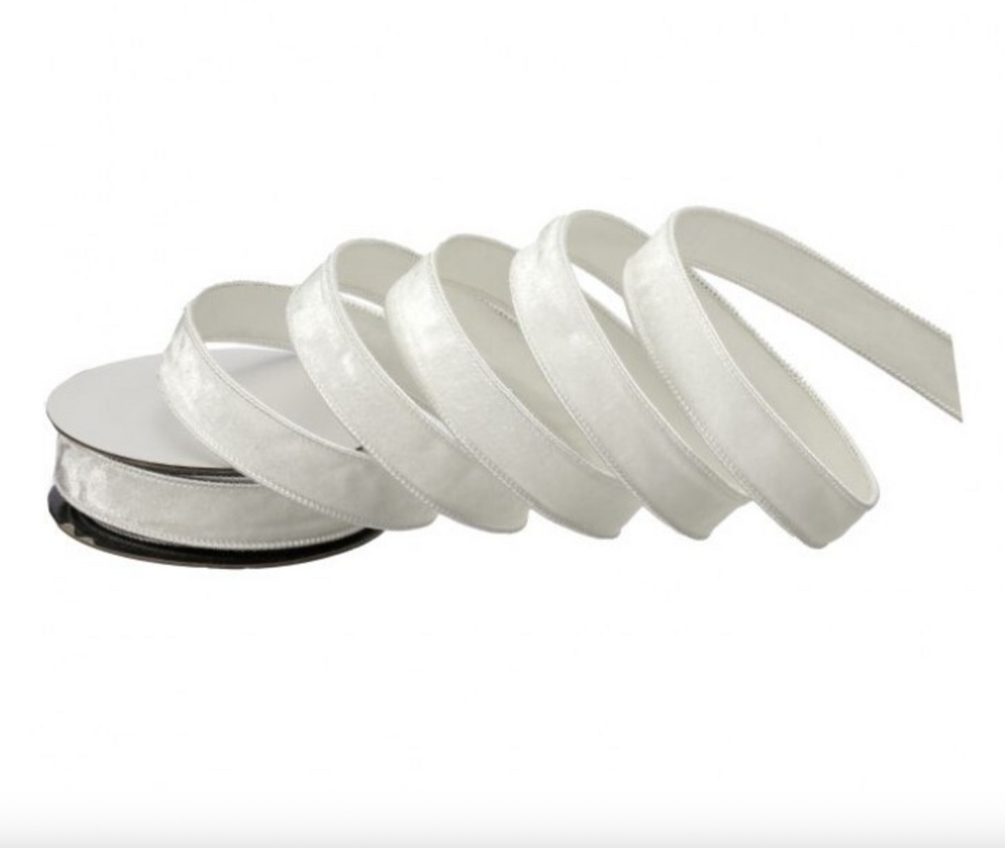 1" PREMIUM WIRED VELVET RIBBON- WHITE