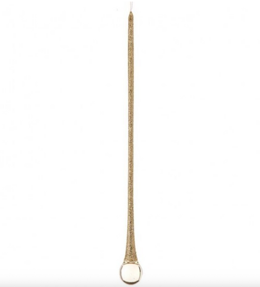9.5" GLASS CHAMPAGNE GLITTER DROP ORN