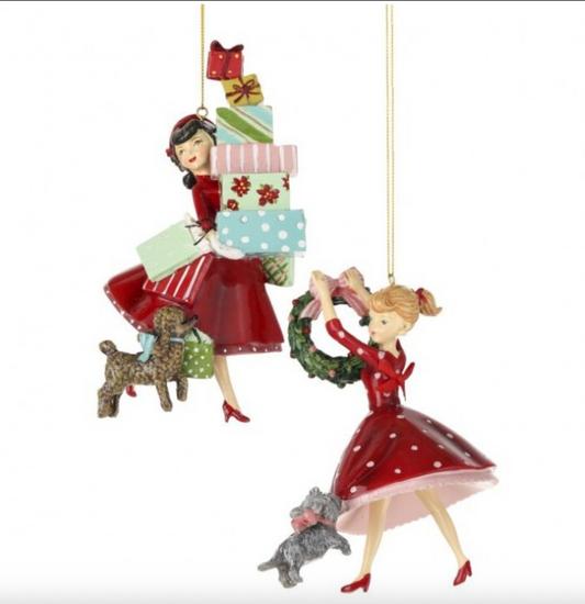 6.5-7" RETRO LADY DECORATING ORNAMENT