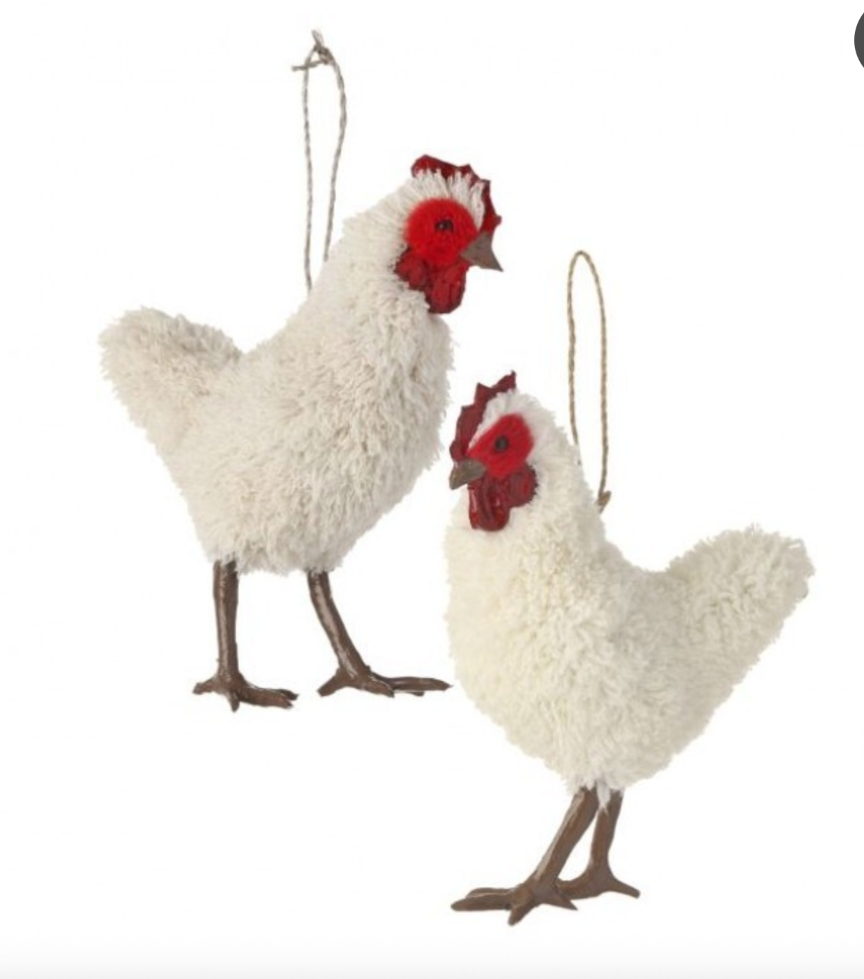 5.5" FAUX FUR HEN ORNAMENTS