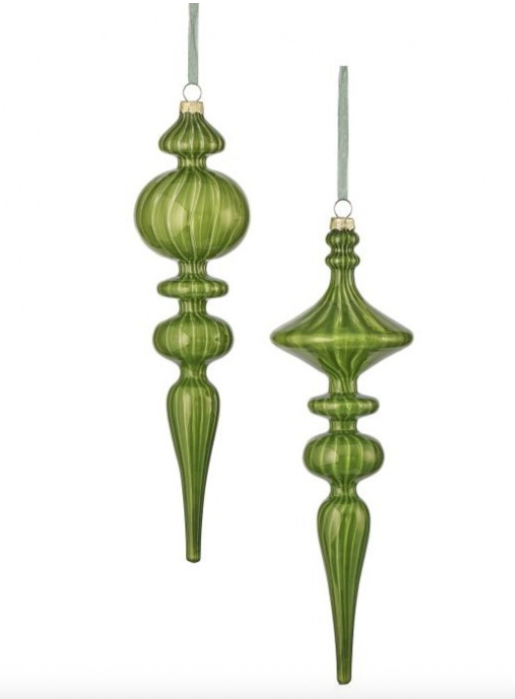12" GLASS FINIAL EVERGREEN ORNAMENT