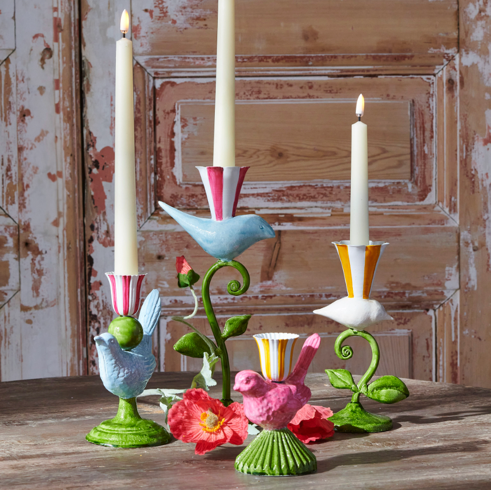 11" Bird on Vine Candlesticks