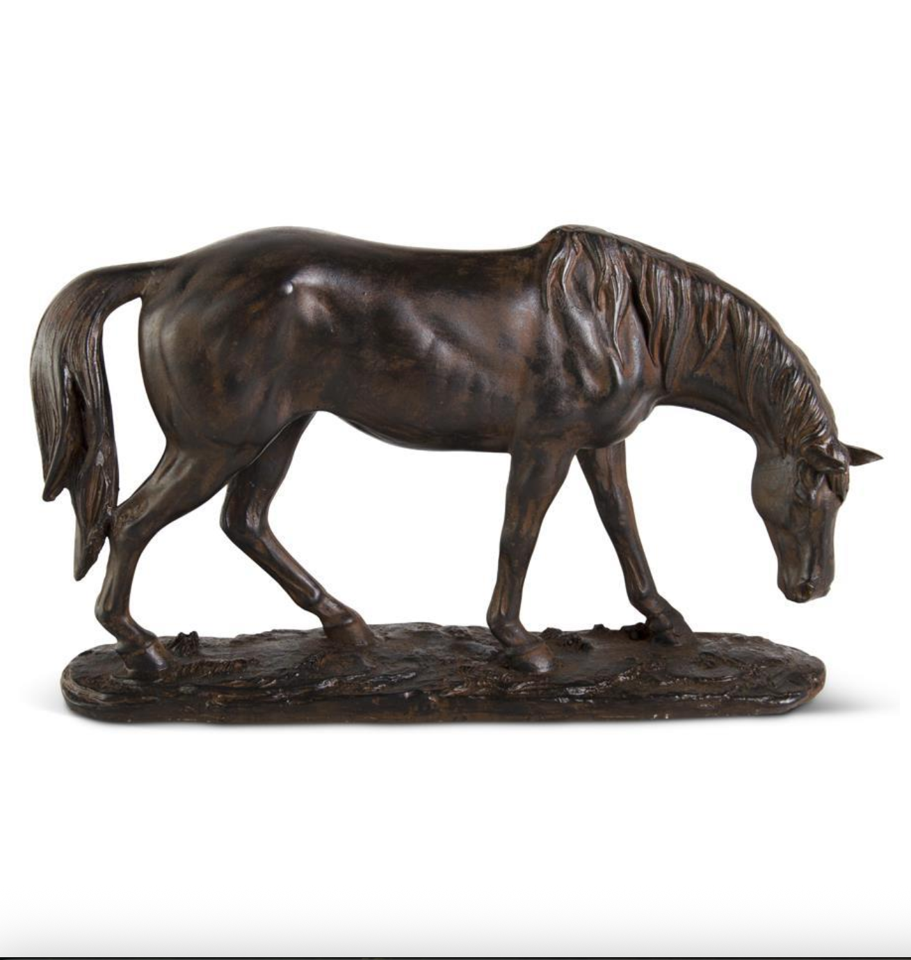 11.25" Brown Resin Horse with Bronze Finish and Head Down