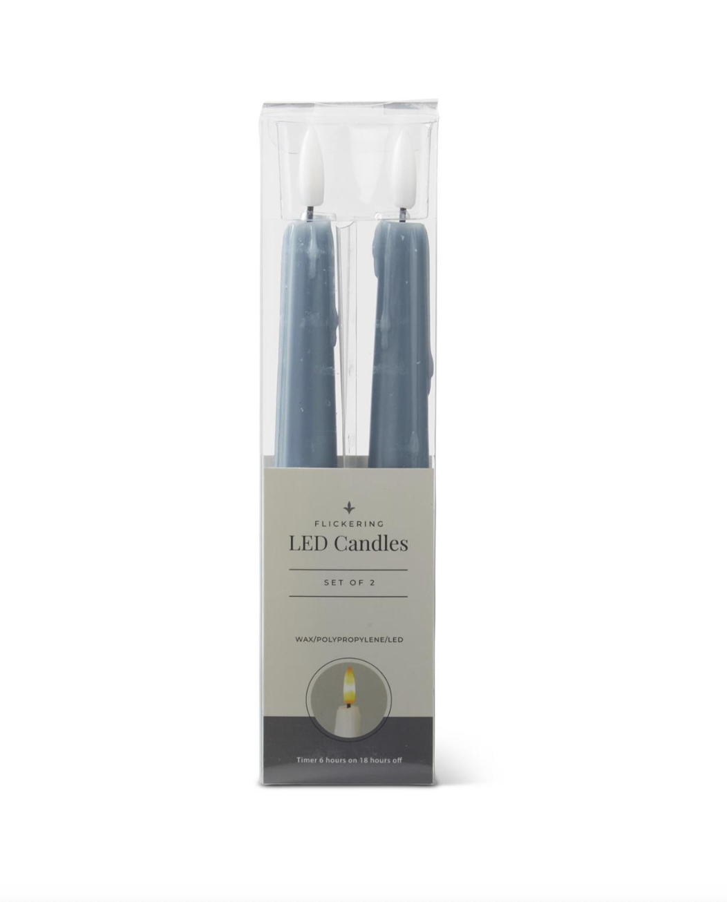 8" Light Blue LED Drip Taper Candles Set