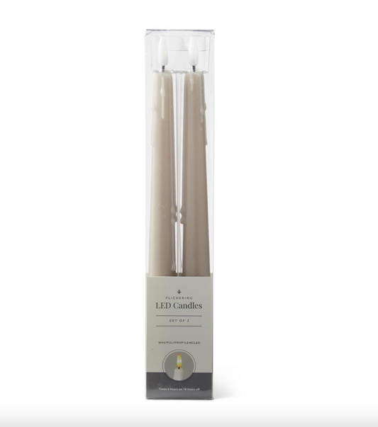 11.5" Light Blue LED Drip Taper Candles Set