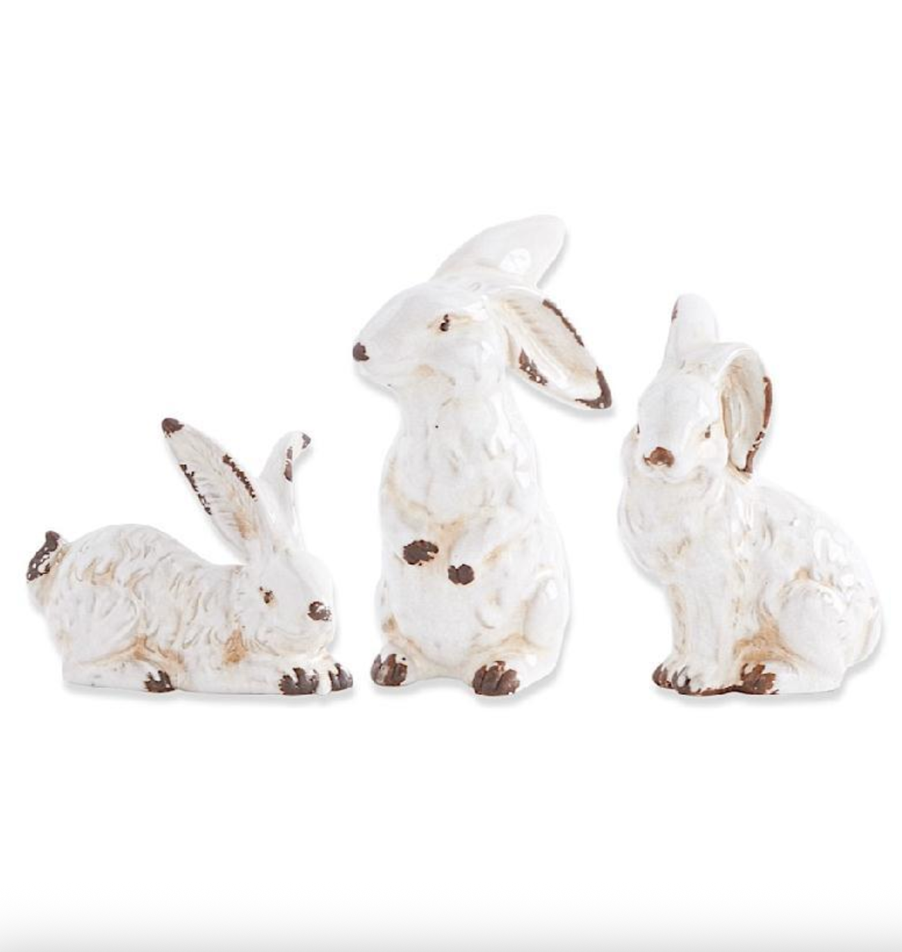 7 Inch Assorted Vintage White Ceramic Bunnies (3 Styles)