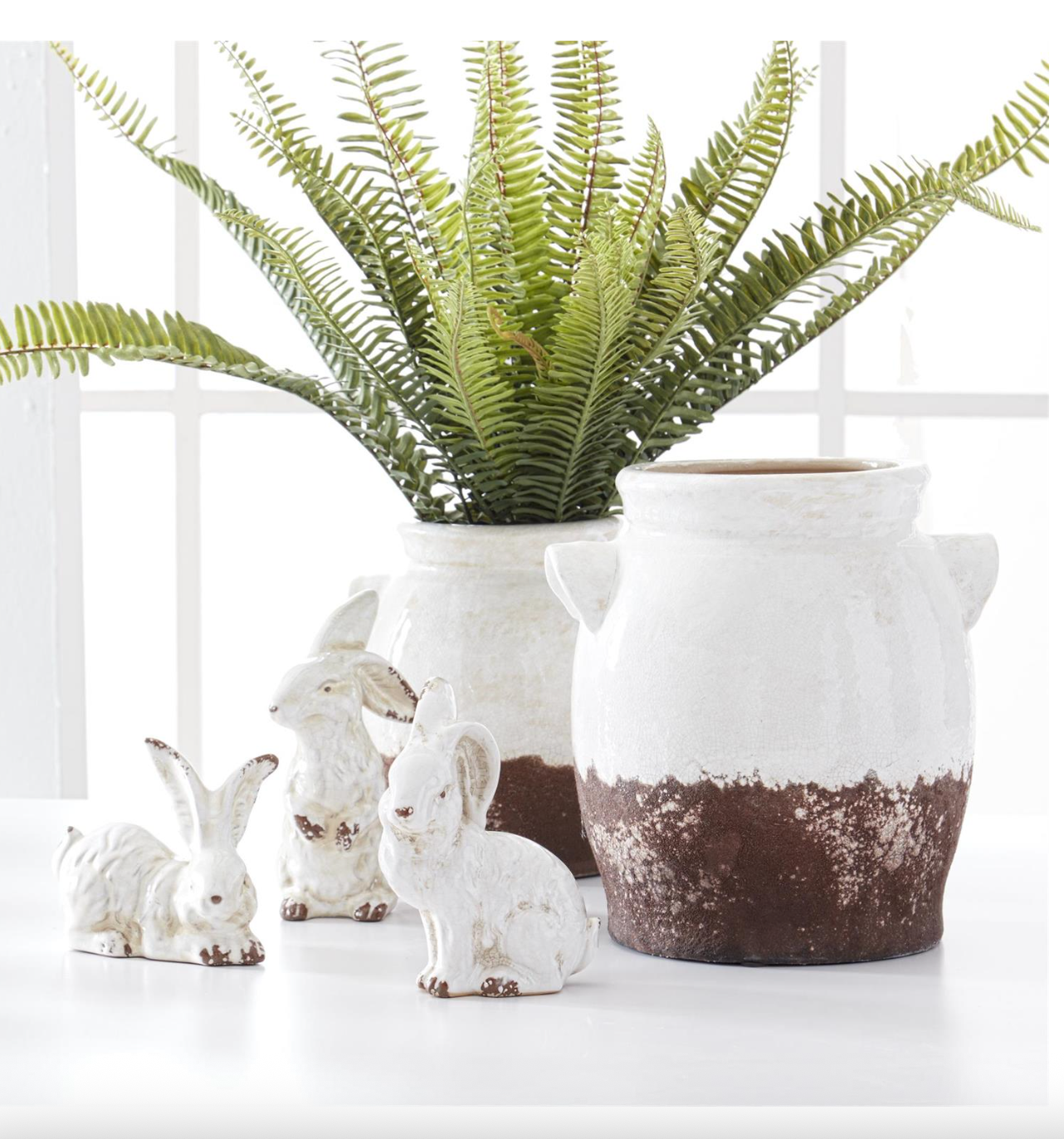 7 Inch Assorted Vintage White Ceramic Bunnies (3 Styles)