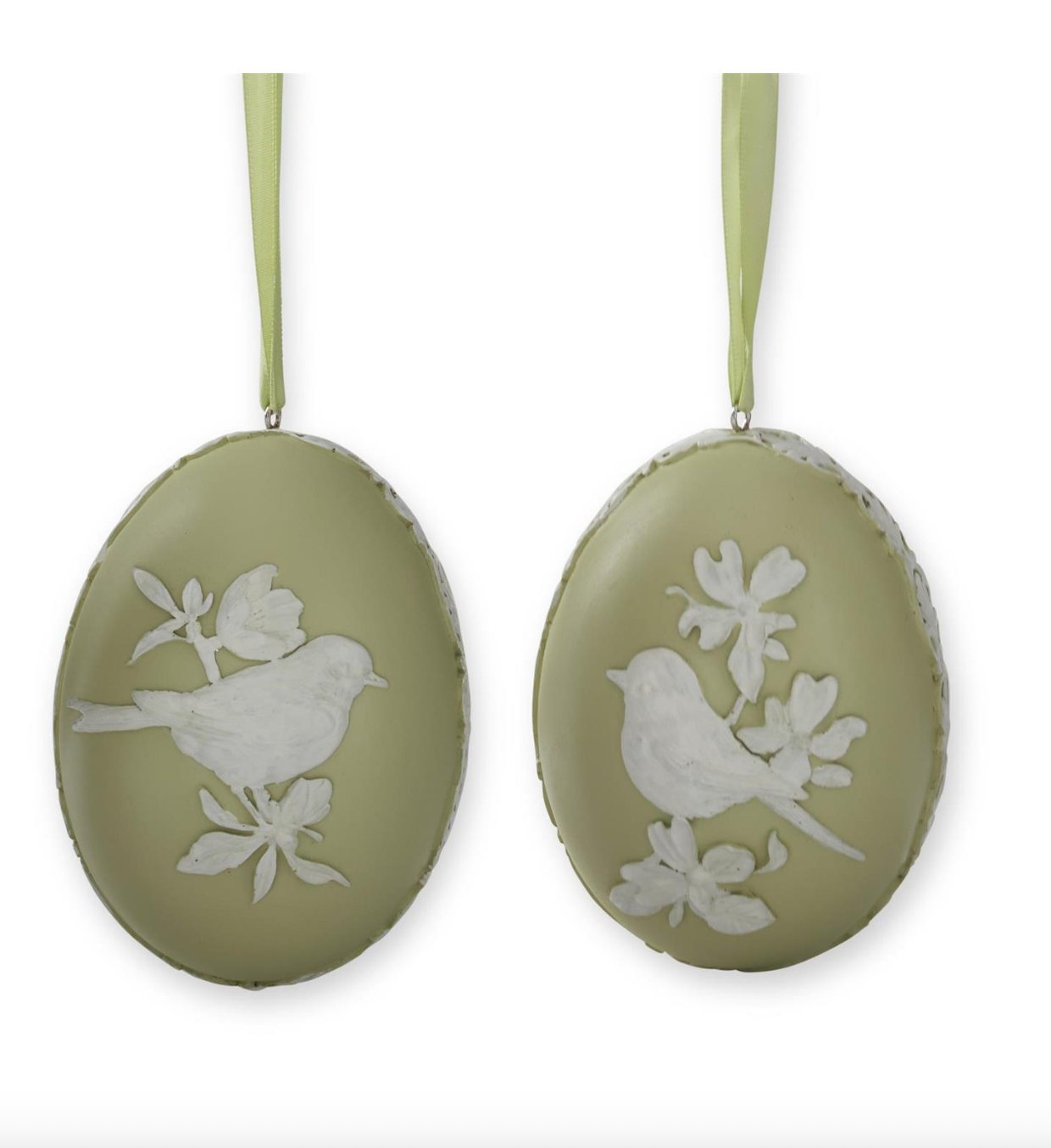 4" Green & White Resin Easter Eggs (2 Styles)