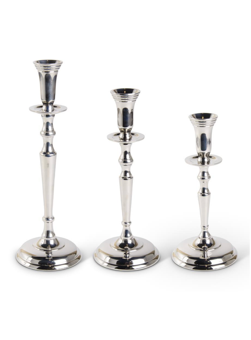 Polished Silver Traditional Taper Candleholders