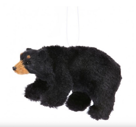 5" FURRY BLACK BEAR ORNAMENT