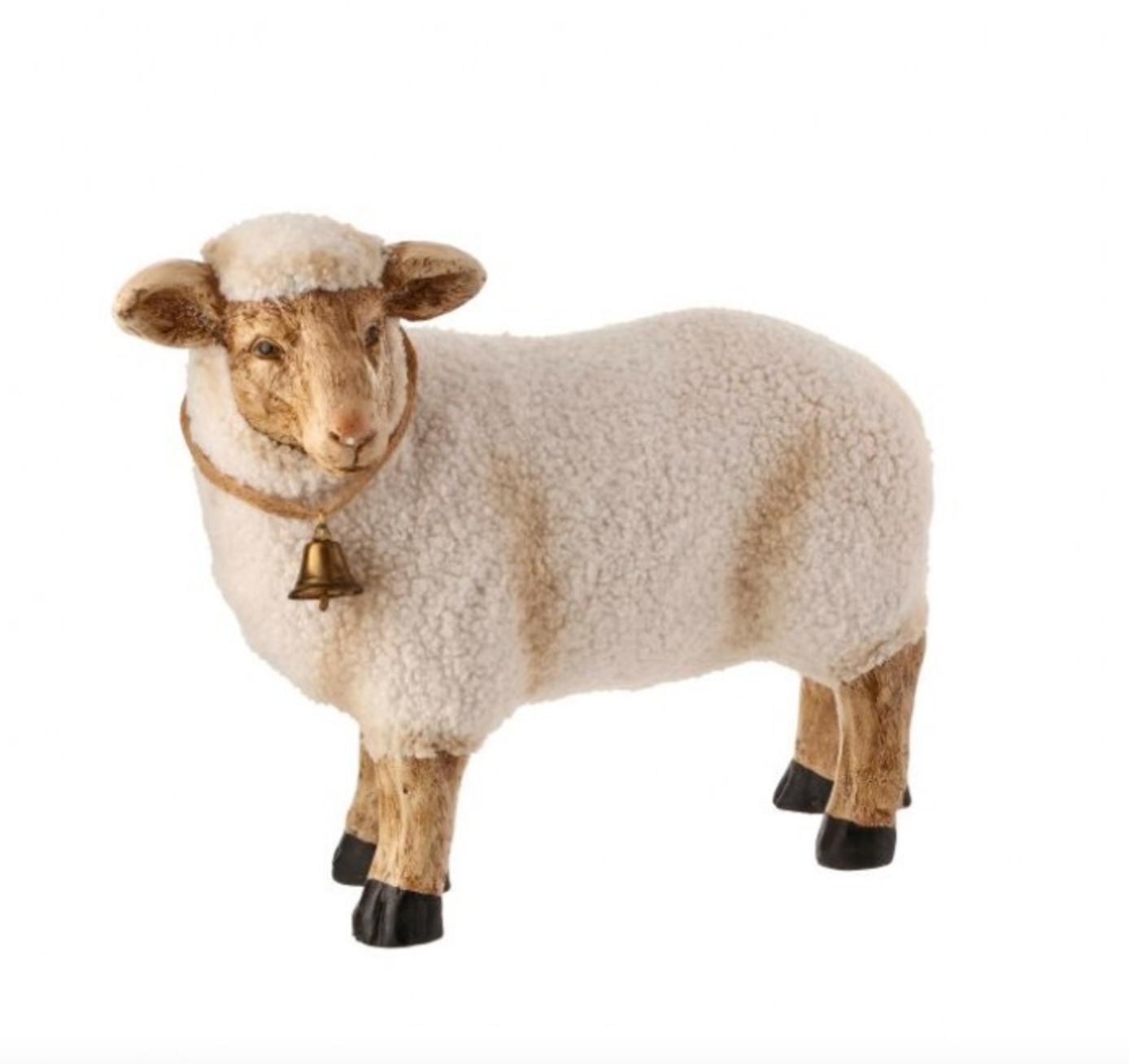 20" MGO W/FAUX FUR MTL BELL STANDING SHEEP