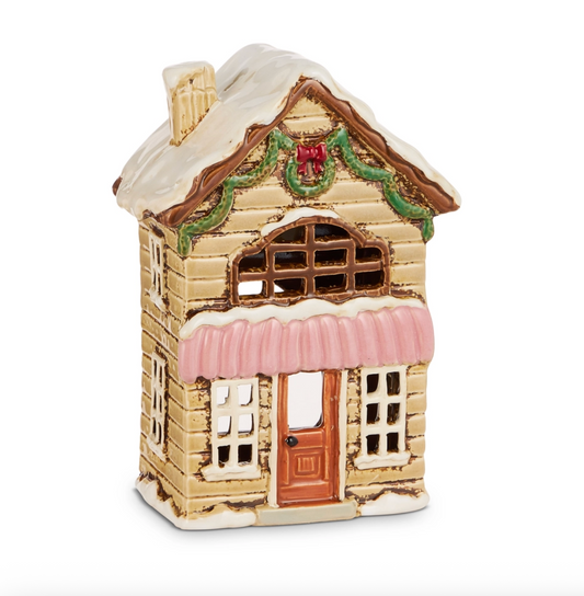 8" Pink Awning Ceramic House