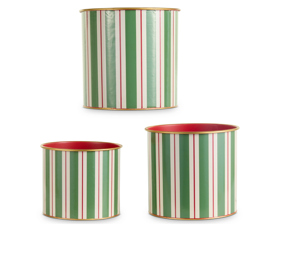 11" Yuletide Stripes Decorative Buckets