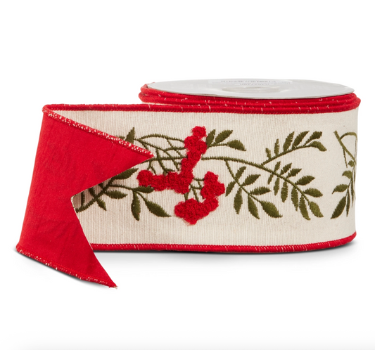4" Berry Stem Wired Ribbon