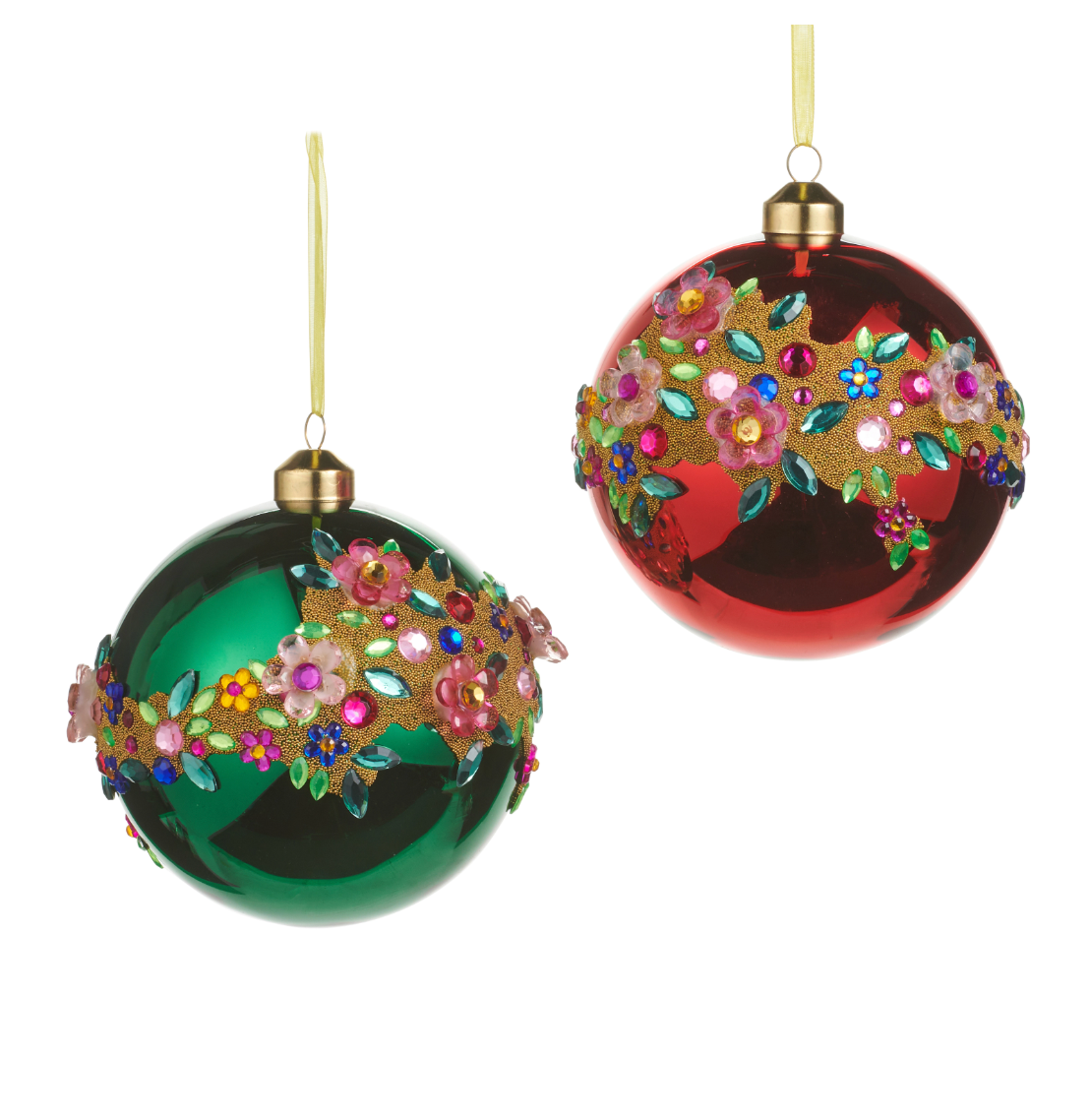 5.5" Flower Jewel Ball Ornament