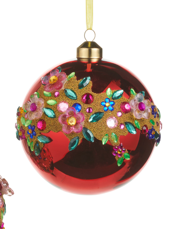 5.5" Flower Jewel Ball Ornament