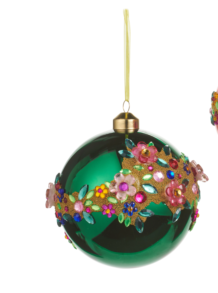 5.5" Flower Jewel Ball Ornament