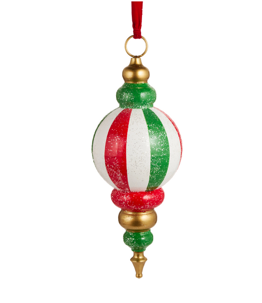 21.5" Red, Green and White Finial Ornament