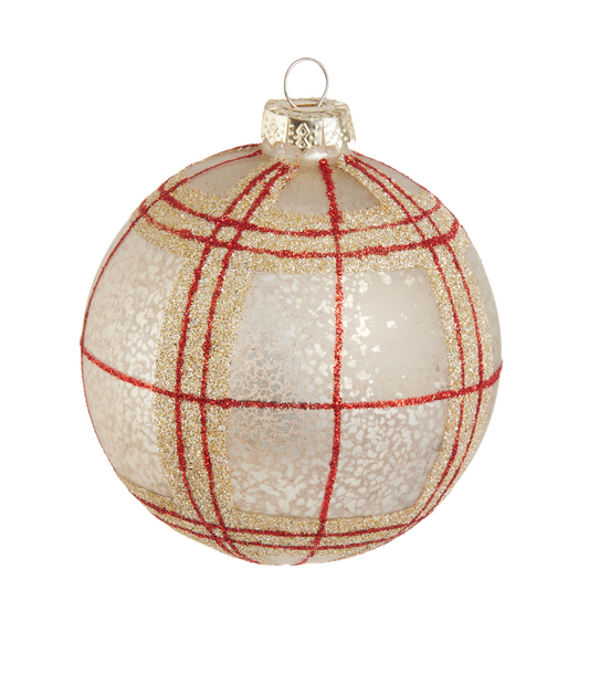 4" Plaid Ball Ornament