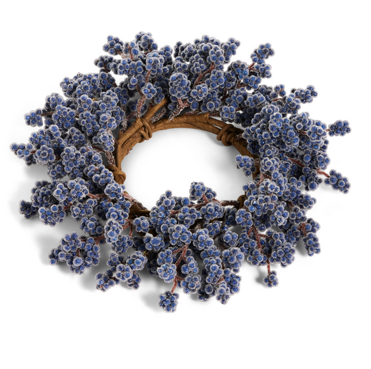 4.25" Iced Blue Berry Candle Ring