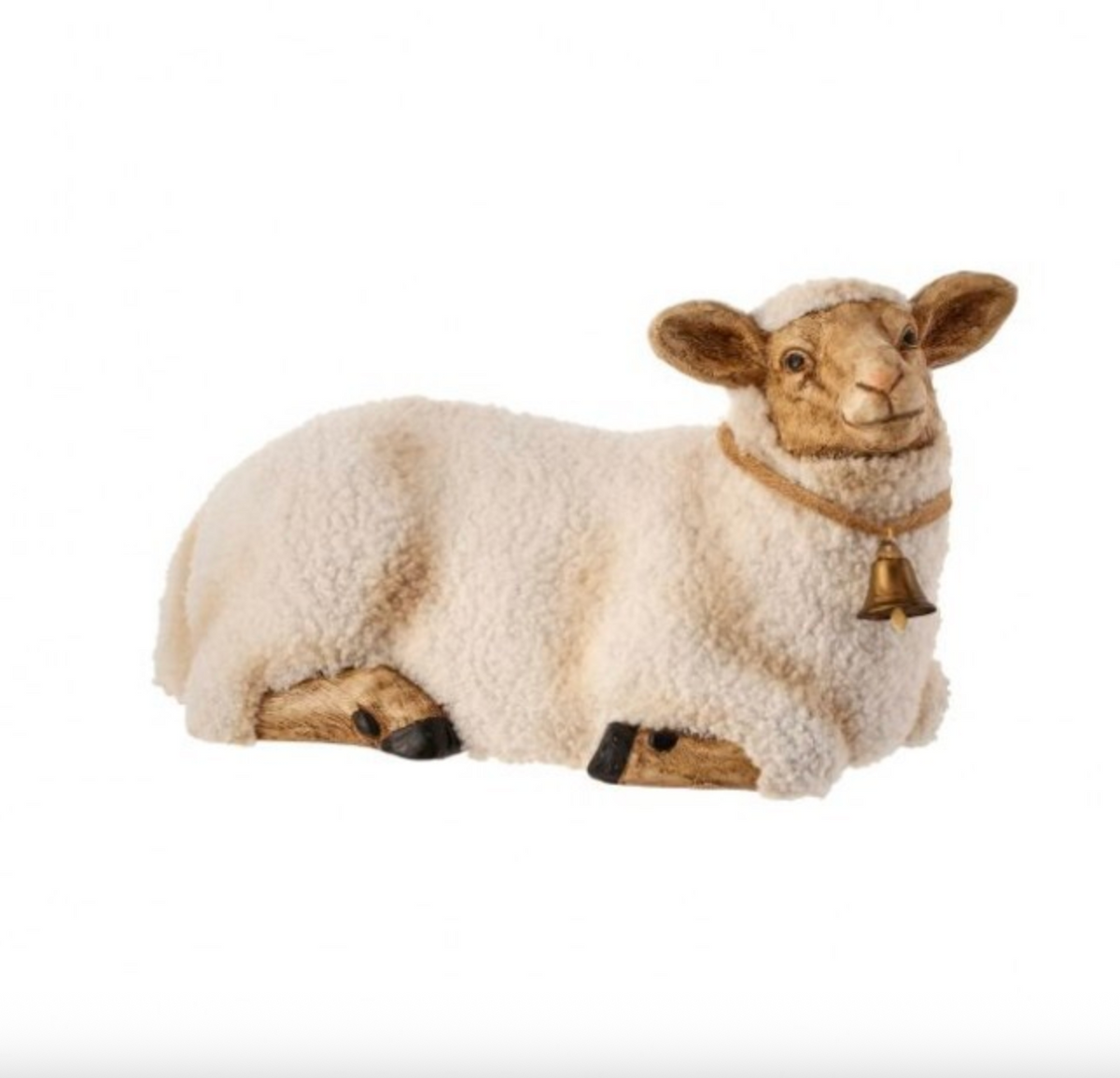 17" MGO W/FAUX FUR METAL BELL SITTING SHEEP