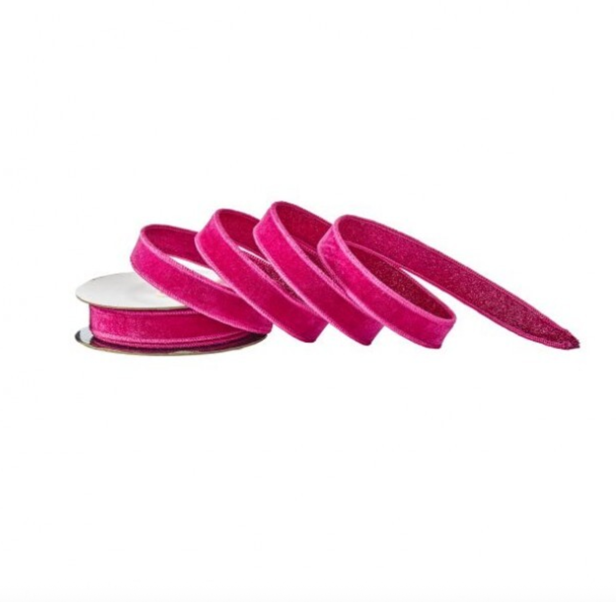 1" VELVET W/GLITTER BACKING RIBBON - HOT PINK