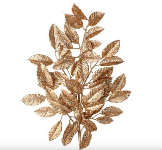 31" GLITTER SEQUIN CAMELIA LEAF SPRAY