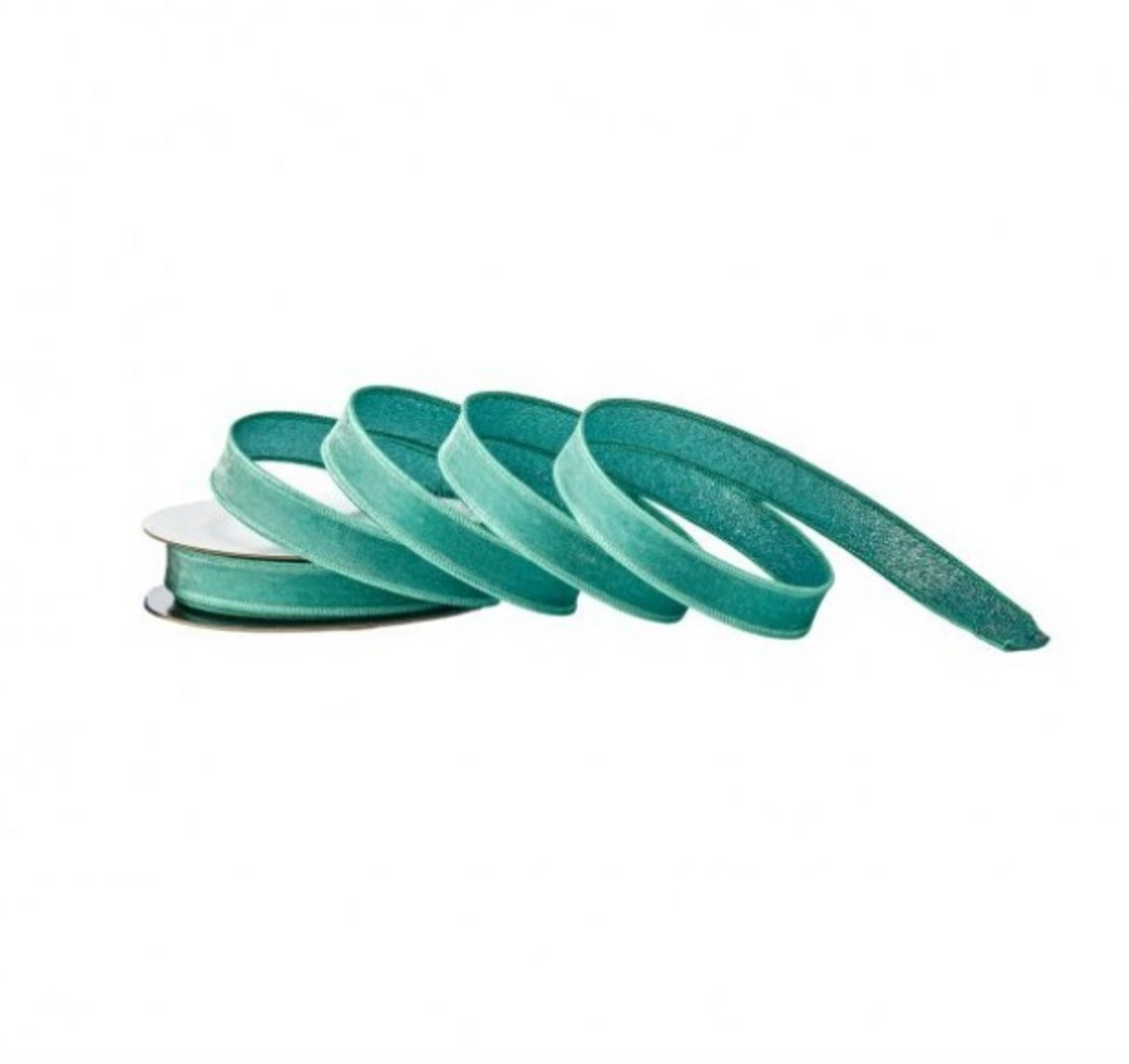 1" VELVET W/GLITTER BACKING RIBBON- TEAL - SOLD BY THE YARD