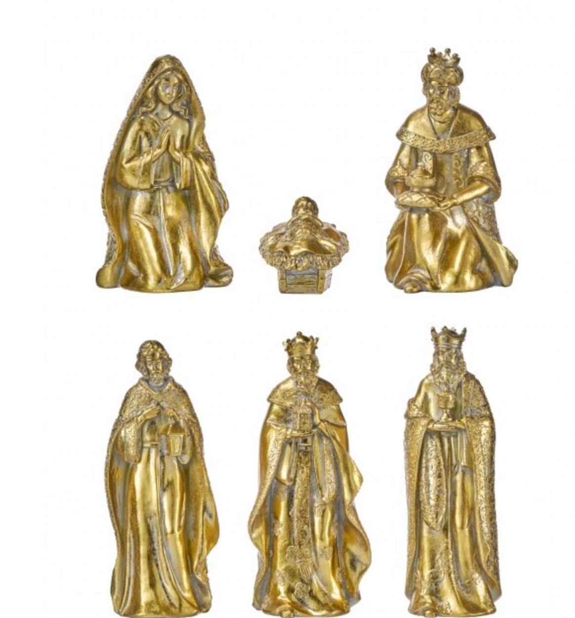 2.5-9.5" RESIN GILDED NATIVITY SET/6