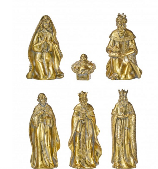2.5-9.5" RESIN GILDED NATIVITY SET/6
