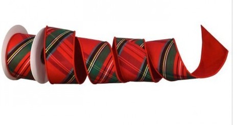 2.5" Diagonal Cut Plaid Dupioni Ribbon