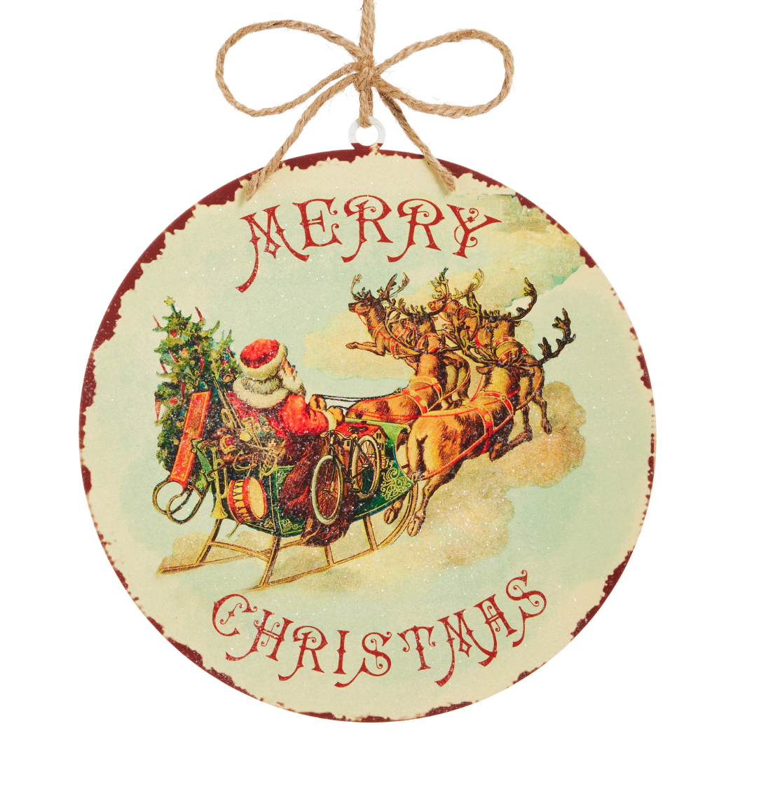 8" Rustic Christmas Disc Ornament