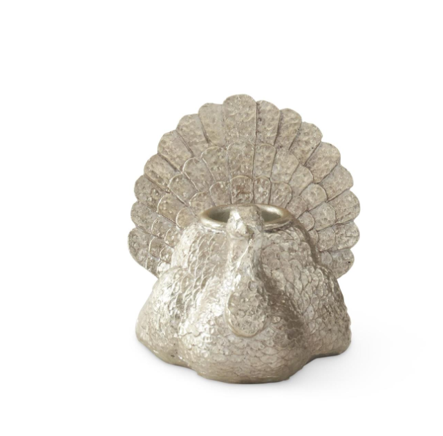3.25 Inch Antiqued Silver Turkey Taper Candleholder