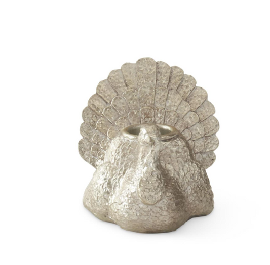 3.25 Inch Antiqued Silver Turkey Taper Candleholder