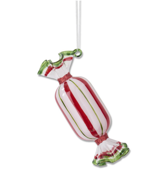 Red & Green Glass Candy Ornament - Bon Bon
